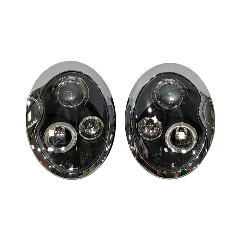 2 Angel eye front headlights for Mini Cooper R50 / R52 / R53 '01/'05 black base