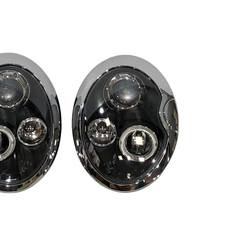 2 Angel eye front headlights for Mini Cooper R50 / R52 / R53 '01/'05 black base