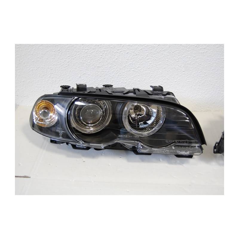 Set De Phares Avant Angel Eyes BMW E46 1999-2002 2-Porte Noir - MS accessoires Auto